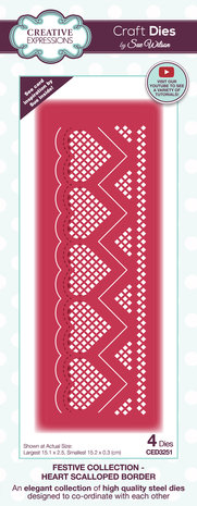 Creative Expressions Sue Wilson Craft Die Festive Heart Scalloped Border (CED3251) (OUTLET) Creative Expressions Sue Wilson Craft Die Festive Heart Scalloped Border (CED3251) (OUTLET)