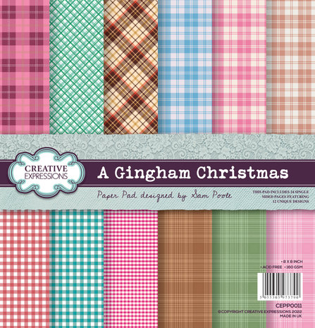 Creative Expressions Sam Poole 8x8 Inch Paper Pad A Gingham Christmas (CEPP0011) (OUTLET) Creative Expressions Sam Poole 8x8 Inch Paper Pad A Gingham Christmas (CEPP0011) (OUTLET)