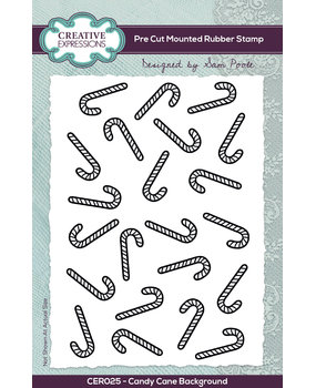 Creative Expressions Sam Poole Rubber Stamp A6 Candy Cane Background (CER025) (OUTLET)