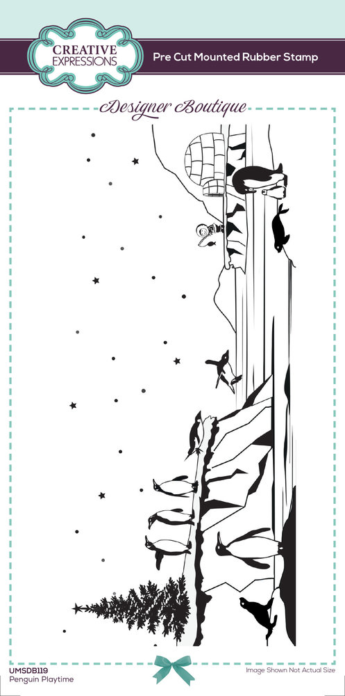 Creative Expressions Designer Boutique Rubber Stamp DL Penguin Playtime (UMSDB119) (OUTLET)