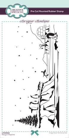 Creative Expressions Designer Boutique Rubber Stamp DL Penguin Playtime (UMSDB119) (OUTLET)