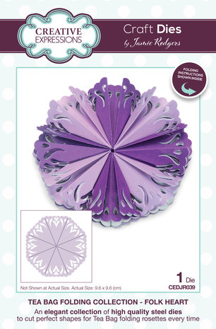 Creative Expressions Jamie Rodgers Craft Die Tea Bag Folding Folk Heart (CEDJR039) (OUTLET) Creative Expressions Jamie Rodgers Craft Die Tea Bag Folding Folk Heart (CEDJR039) (OUTLET)