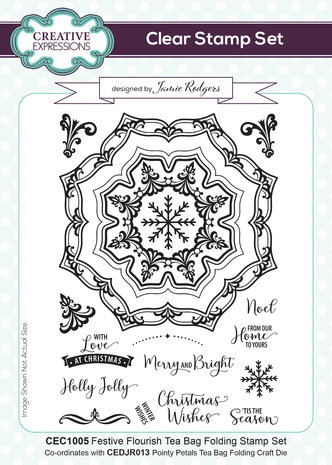 Creative Expressions Jamie Rodgers Clear Stamp A5 Tea Bag Folding Festive Flourish (CEC1005) (OUTLET) Creative Expressions Jamie Rodgers Clear Stamp A5 Tea Bag Folding Festive Flourish (CEC1005) (OUTLET)