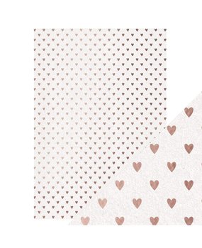 Tonic Craft Perfect Foiled Kraft Card A4 Rose Gold Hearts (9346E) (DISCONTINUED)
