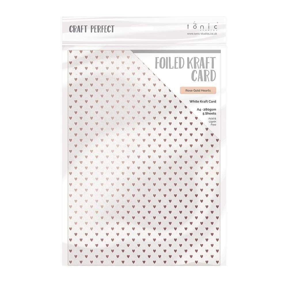 Tonic Craft Perfect Foiled Kraft Card A4 Rose Gold Hearts (9346E) (DISCONTINUED)