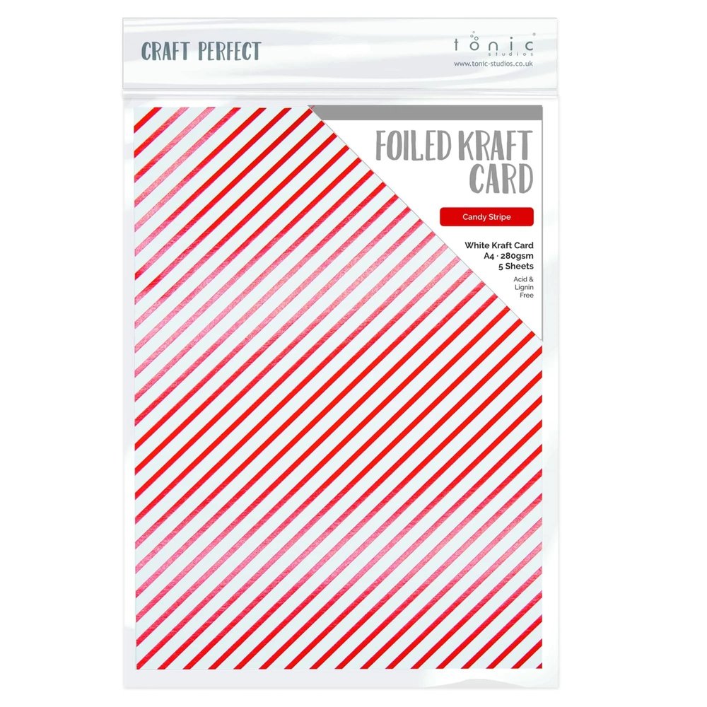 Tonic Craft Perfect Foiled Kraft Card A4 Candy Stripe (9351e) (DISCONTINUED) Tonic Craft Perfect Foiled Kraft Card A4 Candy Stripe (9351e) (DISCONTINUED)