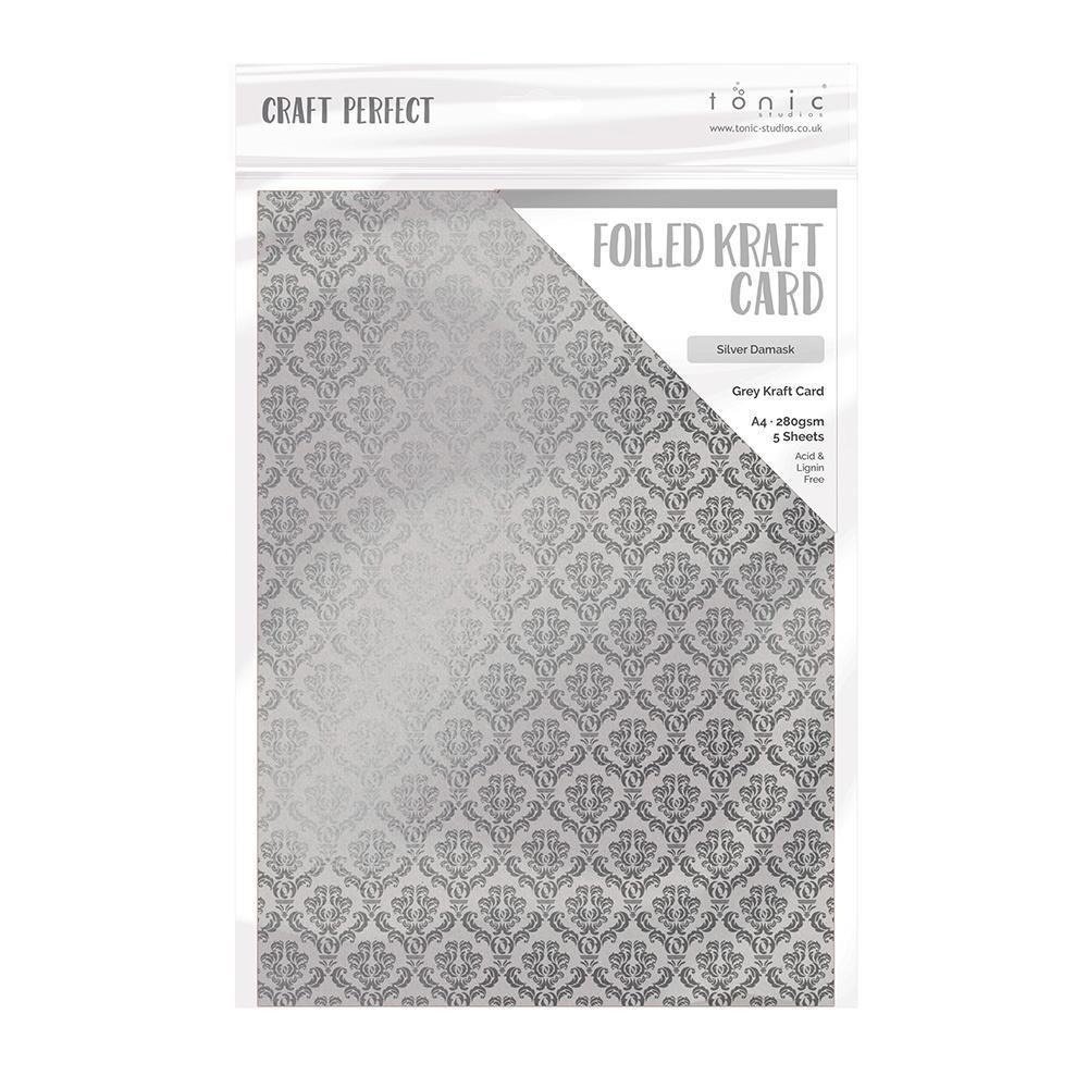 Tonic Craft Perfect Foiled Kraft Card A4 Silver Damask (9343E) (DISCONTINUED) Tonic Craft Perfect Foiled Kraft Card A4 Silver Damask (9343E) (DISCONTINUED)