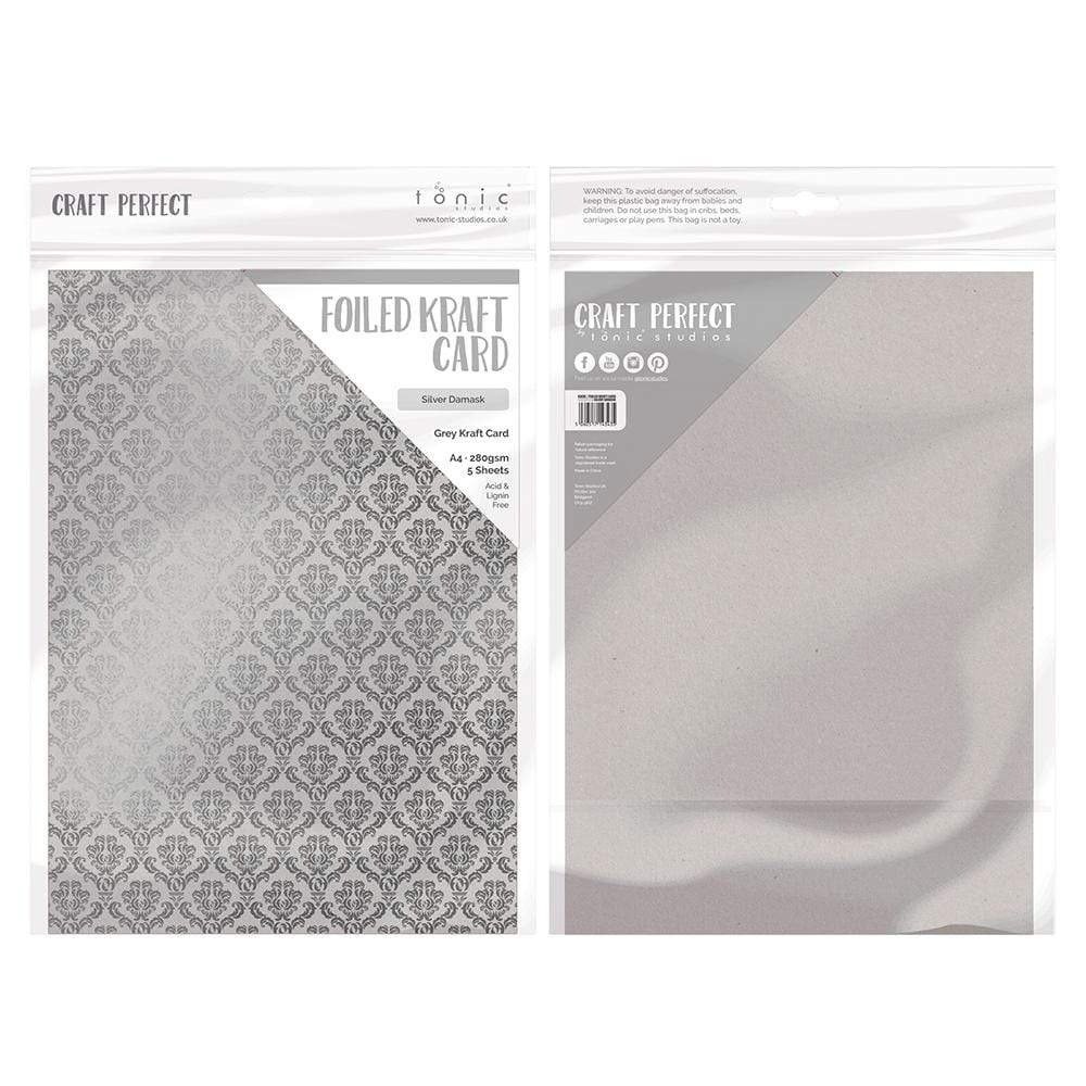 Tonic Craft Perfect Foiled Kraft Card A4 Silver Damask (9343E) (DISCONTINUED) Tonic Craft Perfect Foiled Kraft Card A4 Silver Damask (9343E) (DISCONTINUED)