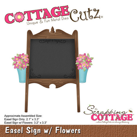 Scrapping Cottage Easel Sign w/ Flowers (CC-1017) (OUTLET)