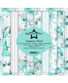 Paper Favourites Turquoise Floral 12x12 Inch Paper Pack (PF413) (DISCONTINUED)