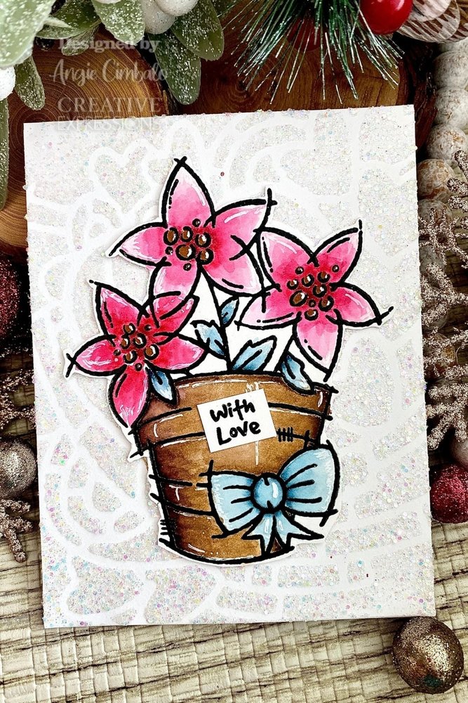 Woodware Potted Poinsettias Clear Stamps (FRS950) (OUTLET) Woodware Potted Poinsettias Clear Stamps (FRS950) (OUTLET)
