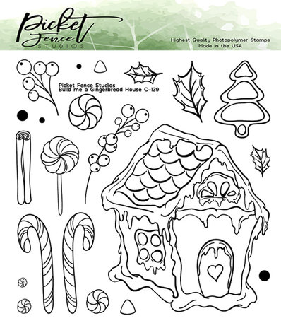 Picket Fence Studios Build me a Gingerbread House 6x6 Inch Clear Stamps (C-139) (OUTLET) Picket Fence Studios Build me a Gingerbread House 6x6 Inch Clear Stamps (C-139) (OUTLET)