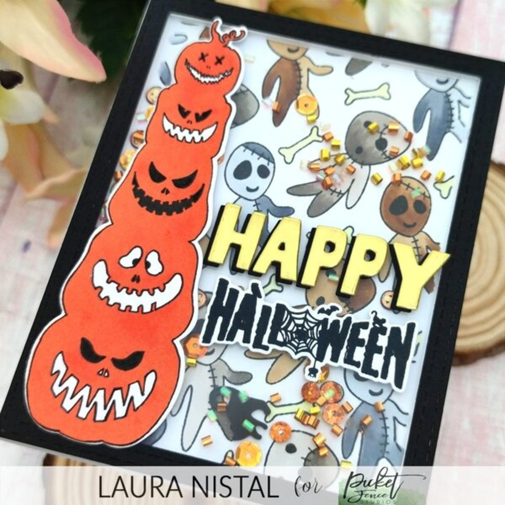 Picket Fence Studios Friendly Jack-o-Lanterns 2x6 Inch Clear Stamps (H-118) (OUTLET)