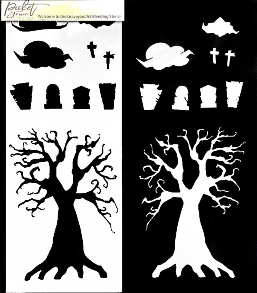 Picket Fence Studios Welcome to the Graveyard 4x10 Inch Blending Stencil (SC-312) (OUTLET)