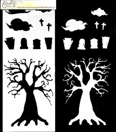 Picket Fence Studios Welcome to the Graveyard 4x10 Inch Blending Stencil (SC-312) (OUTLET)