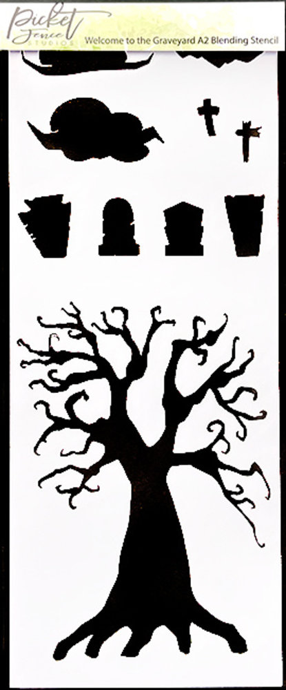 Picket Fence Studios Welcome to the Graveyard 4x10 Inch Blending Stencil (SC-312) (OUTLET)