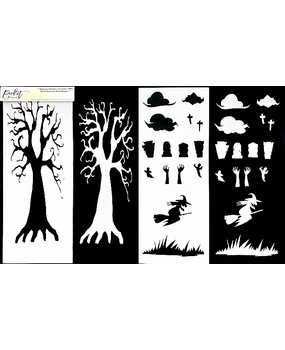 Picket Fence Studios Slim Line Welcome to the Graveyard 4x10 Inch Blending Stencil (2pcs) (SC-326) (OUTLET)