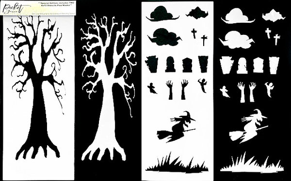 Picket Fence Studios Slim Line Welcome to the Graveyard 4x10 Inch Blending Stencil (2pcs) (SC-326) (OUTLET)