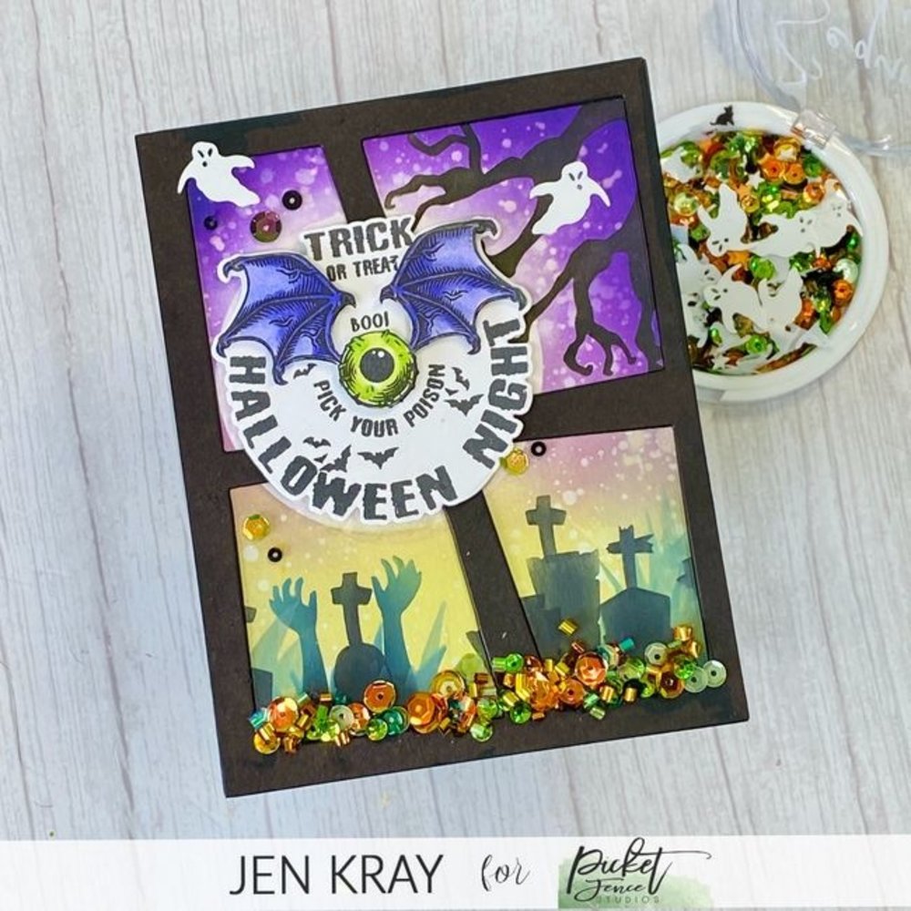 Picket Fence Studios Slim Line Welcome to the Graveyard 4x10 Inch Blending Stencil (2pcs) (SC-326) (OUTLET)