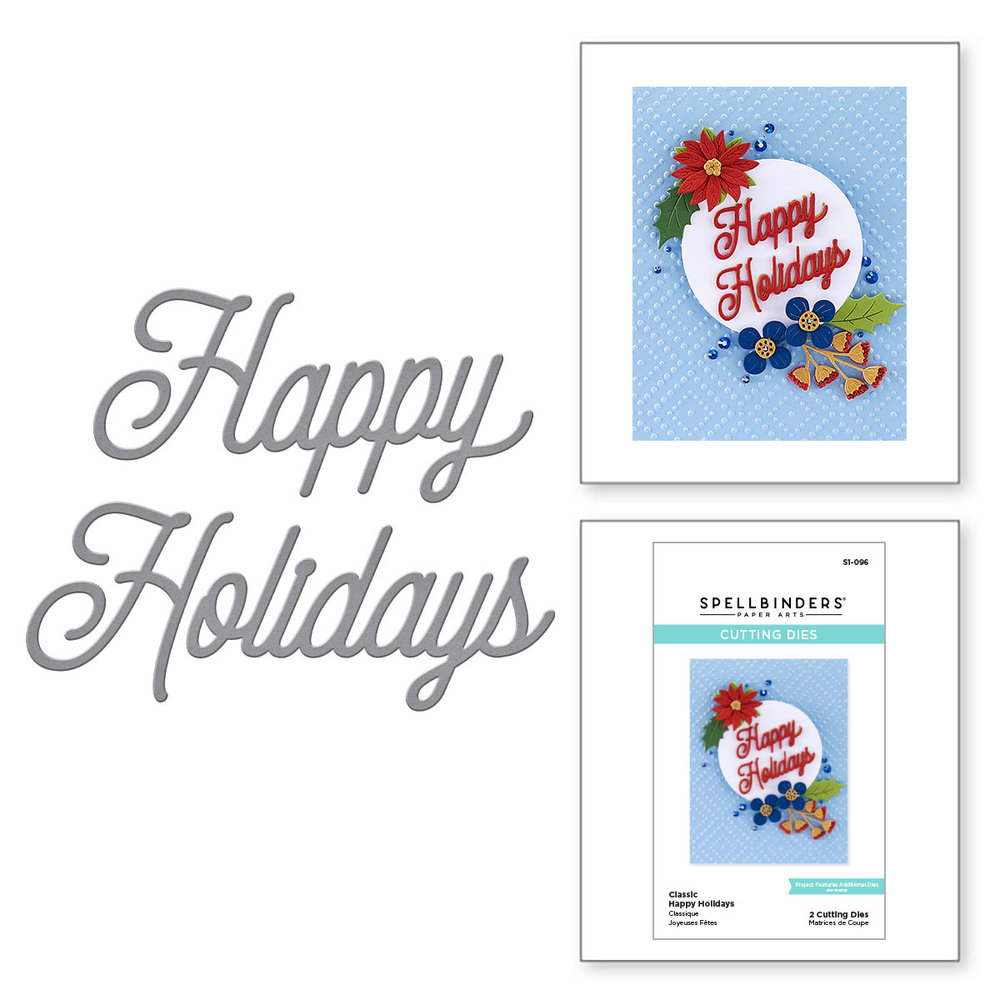 Spellbinders Classic Happy Holidays Etched Dies (S1-096) (OUTLET)