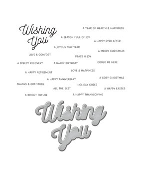 Spellbinders Lots of Wishing You Sentiments Clear Stamp & Die Set (SDS-176) (OUTLET)