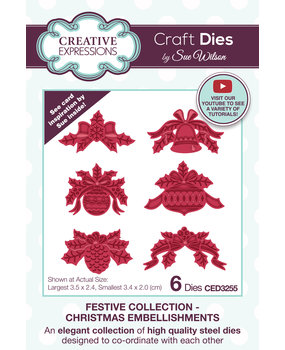 Creative Expressions Sue Wilson Craft Die Festive Christmas Embellishments (CED3255) (OUTLET)