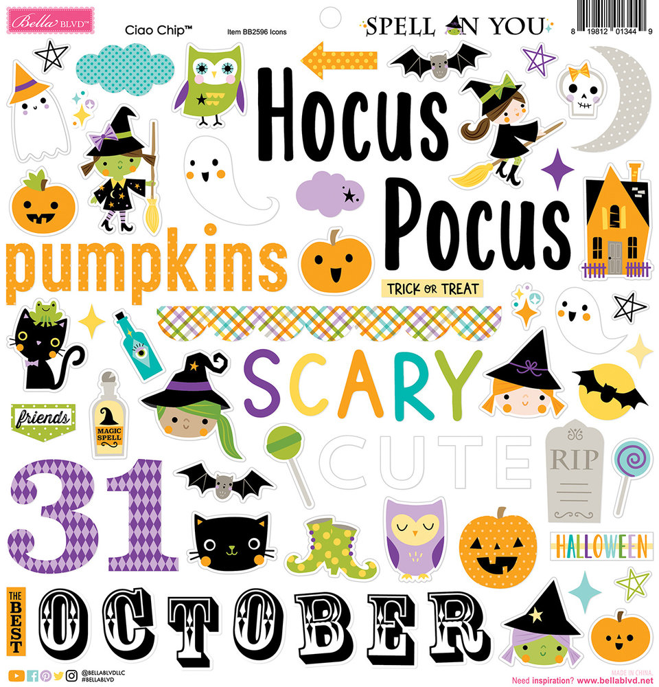 Bella BLVD Spell On You Chipboard Icons (BB2596) (DISCONTINUED)