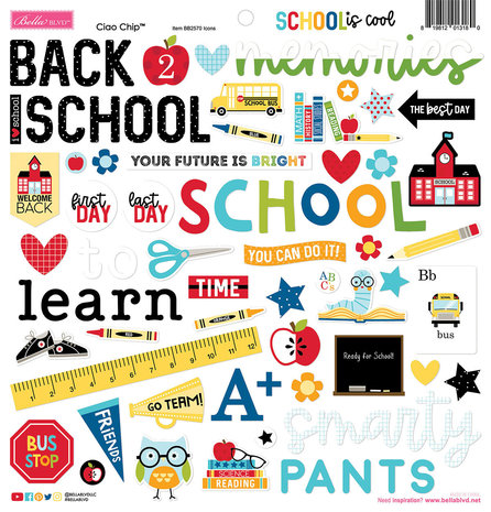 Bella BLVD School Is Cool Chipboard Icons (BB2570) (DISCONTINUED)