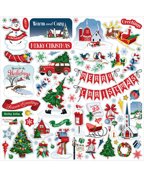Carta Bella White Christmas 12x12 Inch Element Sticker (CBWC156014) (OUTLET)