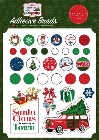 Carta Bella White Christmas Adhesive Brads (CBWC156020) (OUTLET)