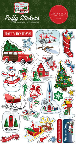 Carta Bella White Christmas Puffy Stickers (CBWC156066) (OUTLET)