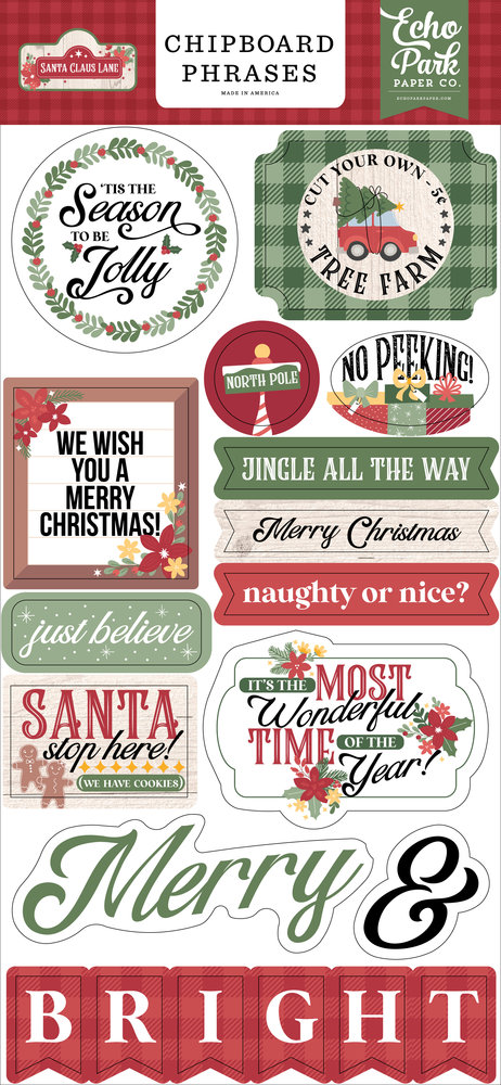 Echo Park Santa Claus Lane Chipboard Phrases (SCL287022) (DISCONTINUED)