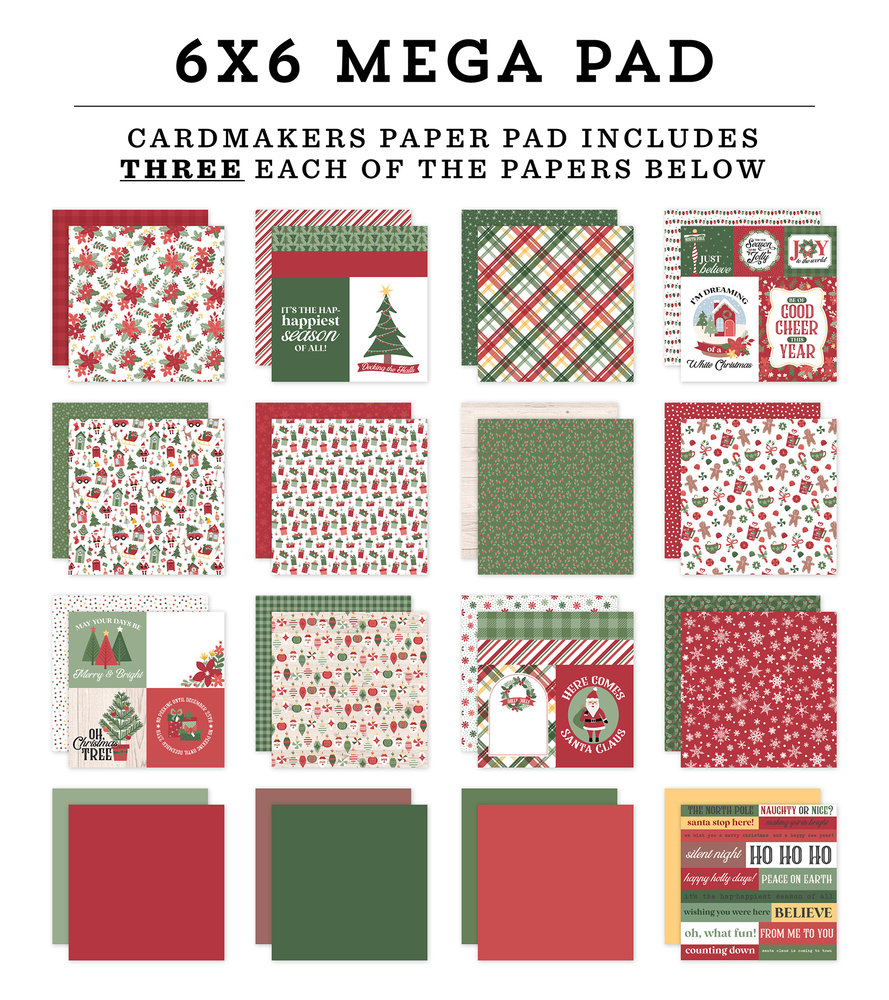 Echo Park Santa Claus Lane 6x6 Inch Cardmakers Mega Pad (SCL287031) (DISCONTINUED) Echo Park Santa Claus Lane 6x6 Inch Cardmakers Mega Pad (SCL287031) (DISCONTINUED)