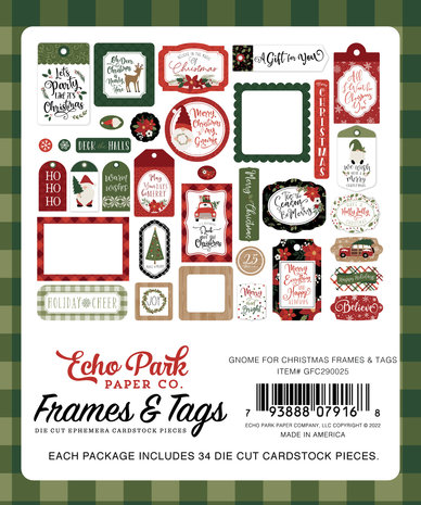 Echo Park Gnome For Christmas Frames & Tags (GFC290025) (DISCONTINUED)