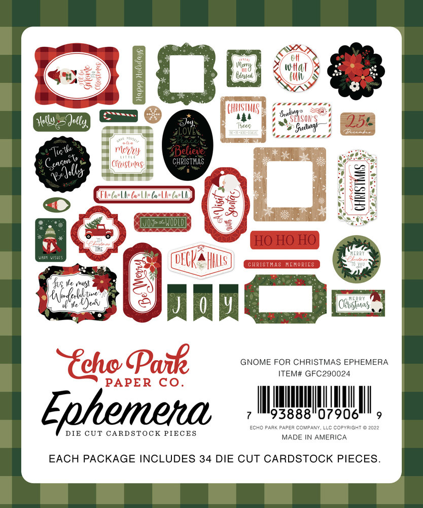 Echo Park Gnome For Christmas Ephemera (GFC290024) (DISCONTINUED)