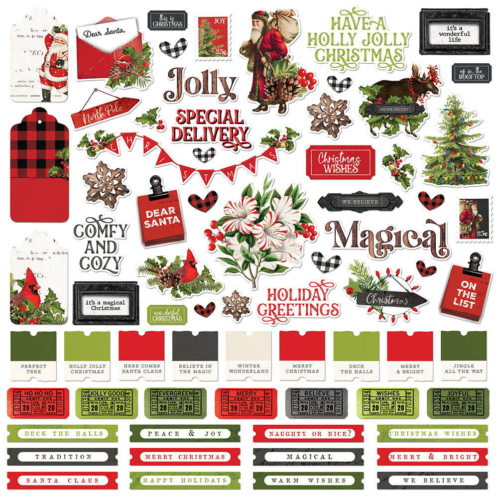 Simple Stories Simple Vintage Christmas Lodge Cardstock Stickers (18401) (DISCONTINUED)