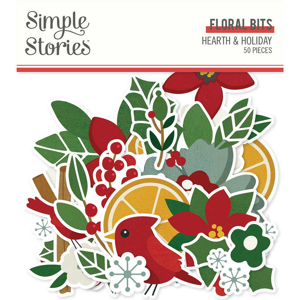 Simple Stories Hearth & Holiday Floral Bits (18219) (OUTLET)