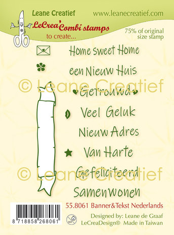 Leane Creatief Banner & Tekst Nederlands Combi Clear Stamp (55.8061) (DISCONTINUED) Leane Creatief Banner & Tekst Nederlands Combi Clear Stamp (55.8061) (DISCONTINUED)
