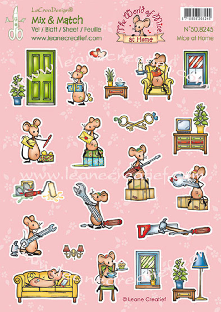 Leane Creatief Mix & Match Mice at Home A4 Decoration Sheets (10pcs) (50.8245) (DISCONTINUED) Leane Creatief Mix & Match Mice at Home A4 Decoration Sheets (10pcs) (50.8245) (DISCONTINUED)