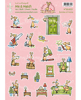 Leane Creatief Mix & Match Bunnies at Home A4 Decoration Sheets (10pcs) (50.8221) (DISCONTINUED)