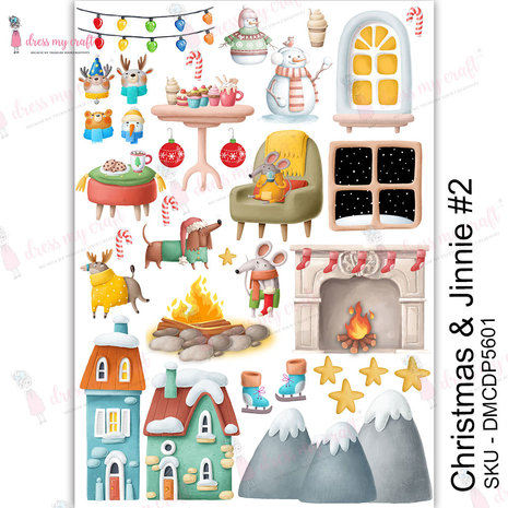 Dress My Craft Transfer Me Christmas & Jinnie #2 (DMCDP5601) (OUTLET)