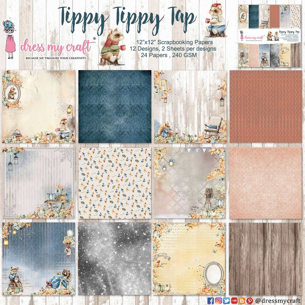 Dress My Craft Tippy Tippy Tap 12x12 Inch Paper Pad (DMCP5919) (OUTLET) Dress My Craft Tippy Tippy Tap 12x12 Inch Paper Pad (DMCP5919) (OUTLET)
