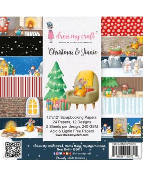 Dress My Craft Christmas & Jinnie 12x12 Inch Paper Pad (DMCP5523) (OUTLET)