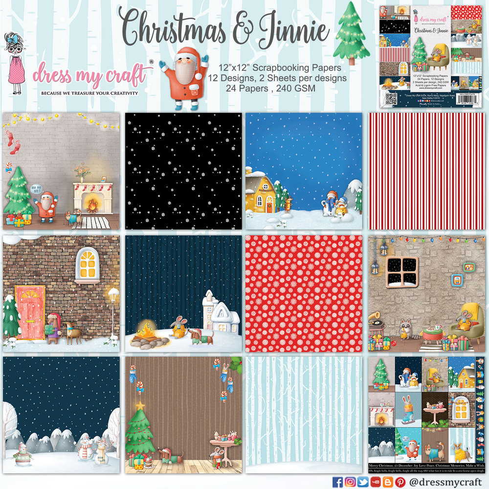 Dress My Craft Christmas & Jinnie 6x6 Inch Paper Pad (DMCP5864) (OUTLET)