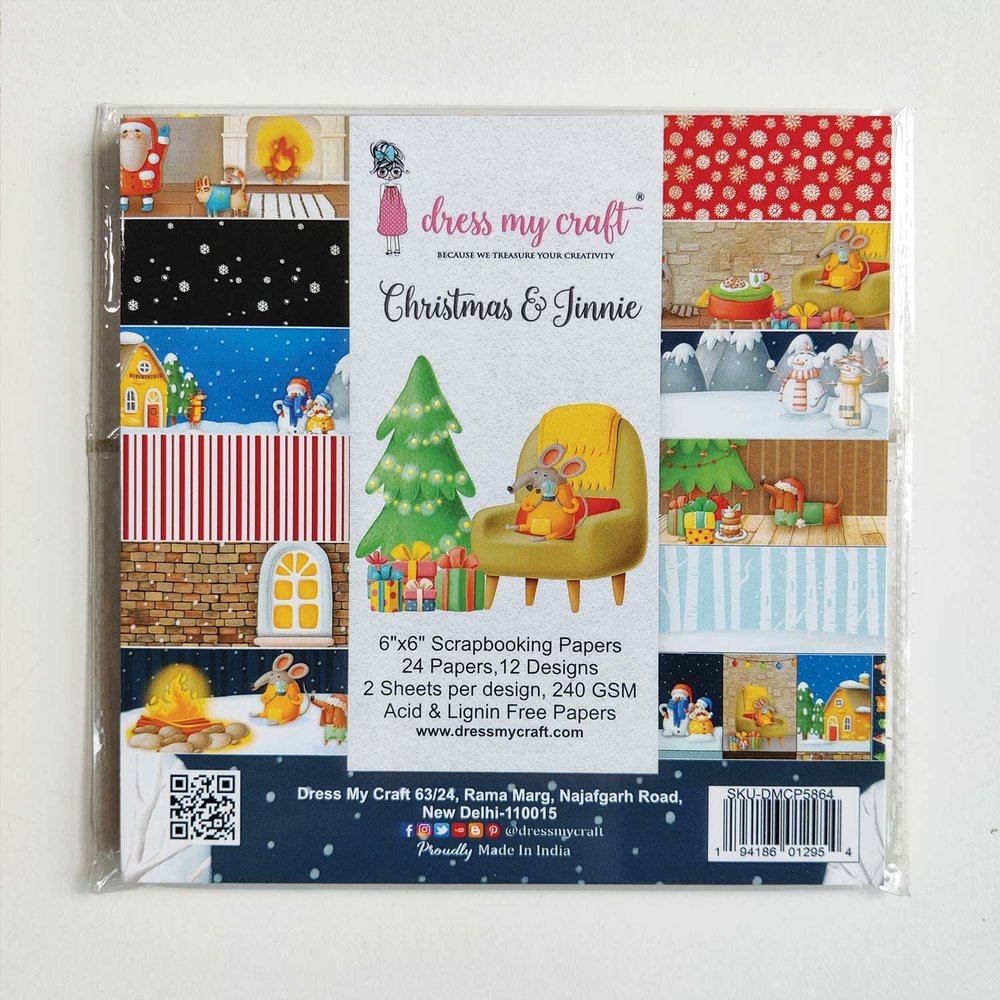 Dress My Craft Christmas & Jinnie 6x6 Inch Paper Pad (DMCP5864) (OUTLET)