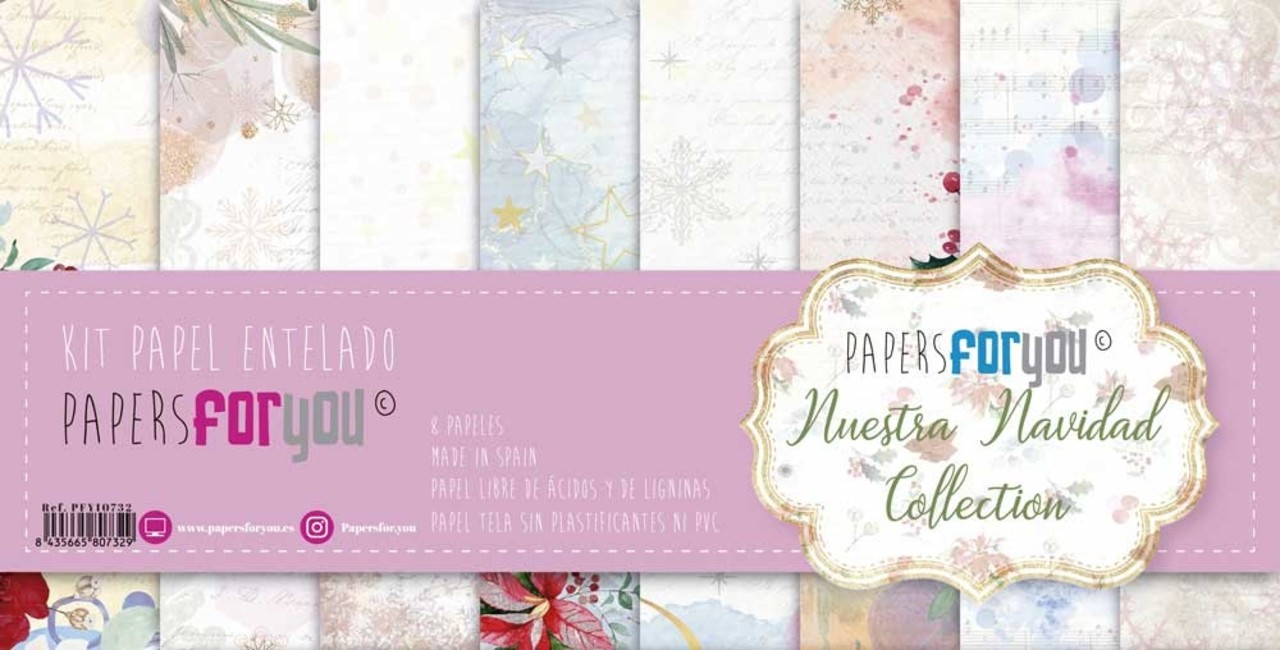 Papers For You Nuestra Navidad Canvas Scrap Pack (8pcs) (PFY-10732) (DISCONTINUED)