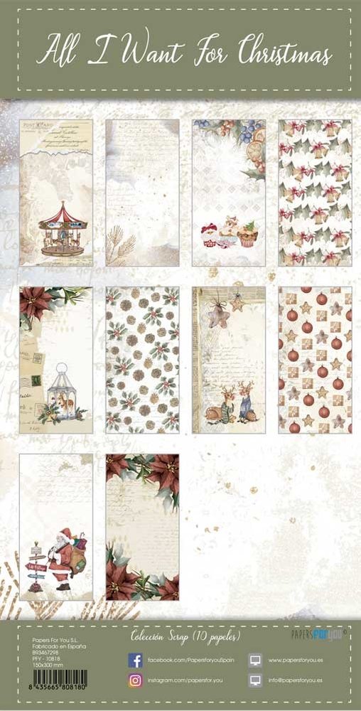Papers For You All I Want For Christmas Slim Scrap Paper Pack (10pcs) (PFY-10818) (DISCONTINUED) Papers For You All I Want For Christmas Slim Scrap Paper Pack (10pcs) (PFY-10818) (DISCONTINUED)