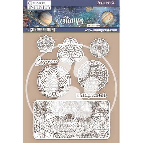 Stamperia Natural Rubber Stamp Cosmos Infinity Essence Symbols (WTKCC219) (DISCONTINUED)