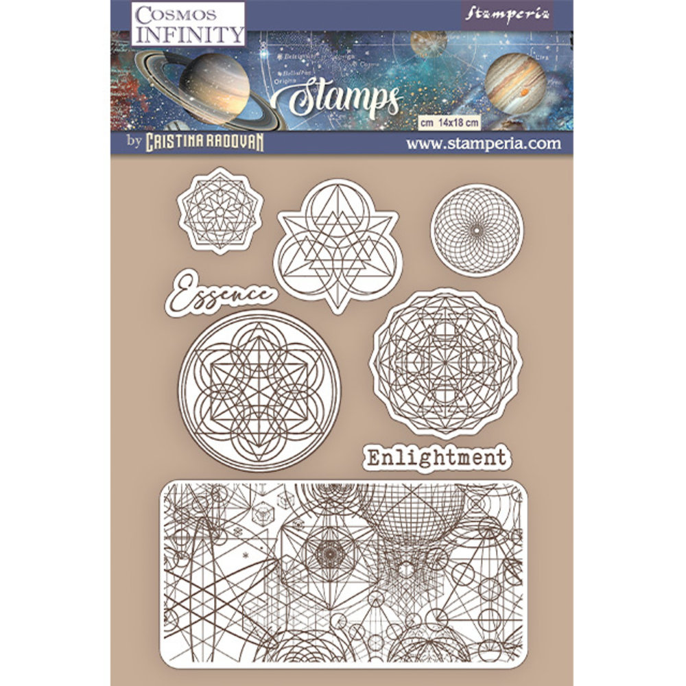 Stamperia Natural Rubber Stamp Cosmos Infinity Essence Symbols (WTKCC219) (DISCONTINUED)
