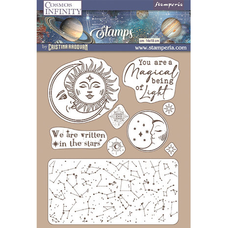 Stamperia Natural Rubber Stamp Cosmos Infinity Sun and Moon (WTKCC217) (DISCONTINUED) Stamperia Natural Rubber Stamp Cosmos Infinity Sun and Moon (WTKCC217) (DISCONTINUED)